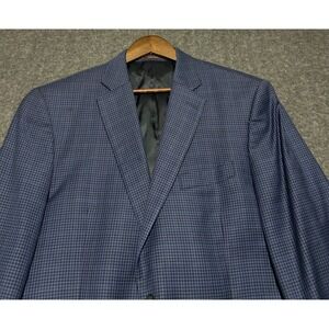 Peter millar plaid check sport blazer blue mens wool size 42R read